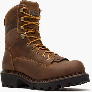 Georgia Boot Core 37 9" Scalloped Heel Waterproof Work Boot (Logger Brown) Size 8M