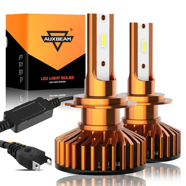 Auxbeam H7 LED Headlight Bulbs 52W 10000LM F2 Series Mini Size 6500K Cool White (2 Bulbs)