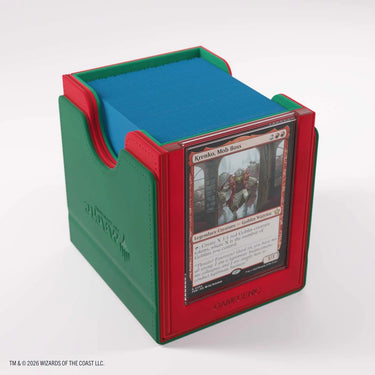 Konstrari Sidekick Pro deck box open, showing sleeved cards inside