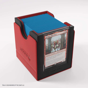 Stingerquill Sidekick Pro deck box open, showing sleeved cards inside