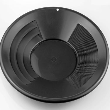 14" Black Dual Riffle Gold Pan, 3" x 1/4" Deep Riffles
