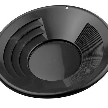 14" Black Dual Riffle Gold Pan, 3" x 1/4" Deep Riffles