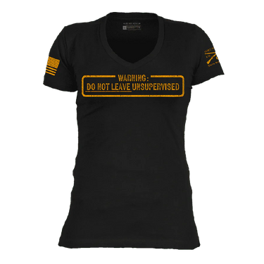 Women's Needs Supervision V-Neck T-Shirt (Black) Size L