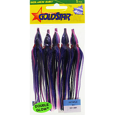 Silver Horde 3.5" Octopus Squid 5-Pack(Double Glow)