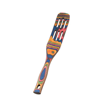 Island Bamboo Pakkawood 13-Inch Slotted Spurtle (Rainbow)