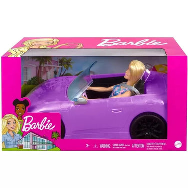 Barbie Blonde Doll and Convertible Purple Vehicle