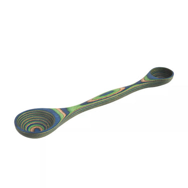 Island Bamboo 9-Inch Pakkawood Double Sided Measuring Spoon (Blue)