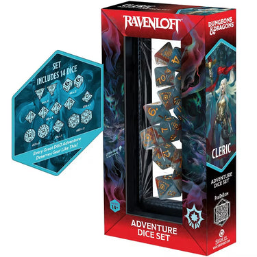 Sirius Dice: Dungeons & Dragons Adventure Dice Set - Cleric - Light Blue/Red (14)