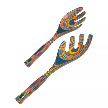 Island Bamboo Pakkawood 9-Inch Salad Leafs (Rainbow)