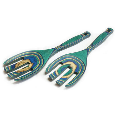 Island Bamboo Pakkawood 12" Salad Claws (Peacock)