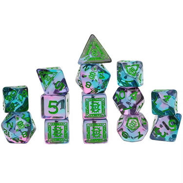 Sirius Dice: Dungeons & Dragons Adventure Dice Set - Warlock - Purple/Green (14)