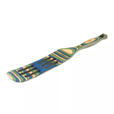 Island Bamboo Pakkawood 13-Inch Slotted Spurtle (Peacock)
