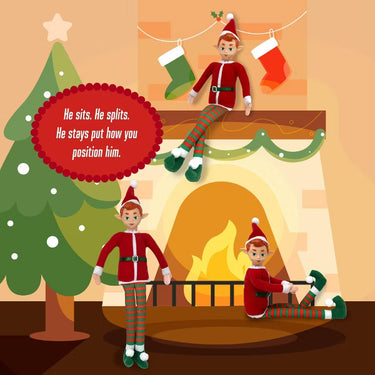 The Original Elf 12 Inch Christmas Elf Doll Plush Body with Flexible Dangling Legs