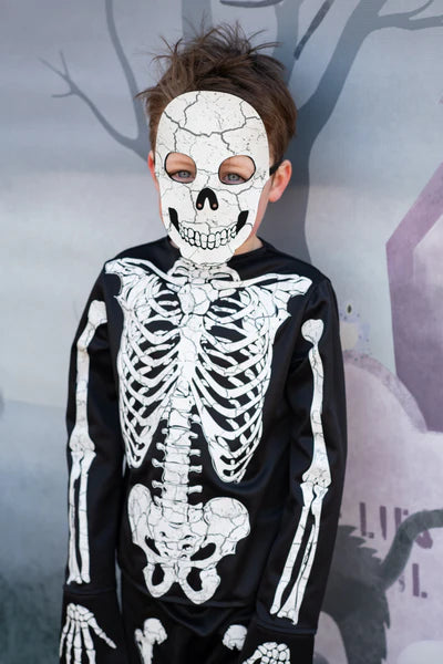 Glow in the Dark Skeleton Shirt, Pants & Mask - Size 7-8