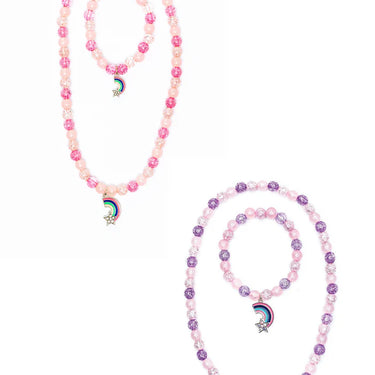 Purple Rainbow Necklace & Bracelet Set