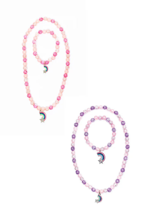 Purple Rainbow Necklace & Bracelet Set