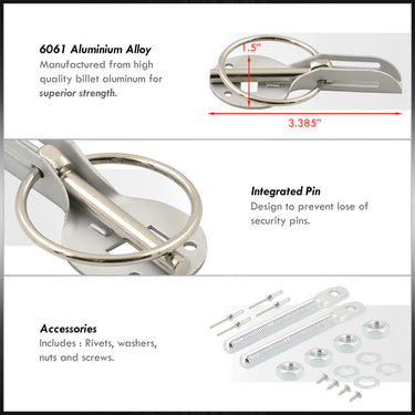 Universal Hood Lock Pins Silver (Sparco Style)