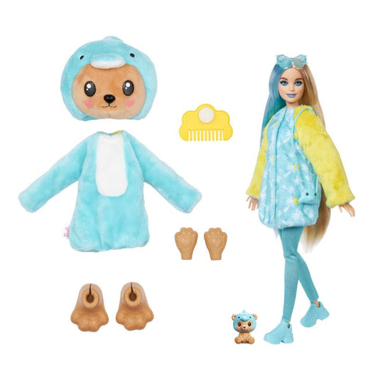 Barbie Cutie Reveal doll, teddy bear in a plush dolphin costume