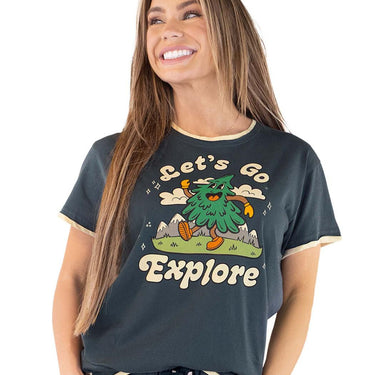 Lazy One Vintage Camping Women's Regular Fit PJ Tee Size XL