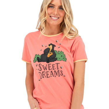 Lazy One Sweet Dreams Bear Women's Regular Fit PJ Tee Size XS