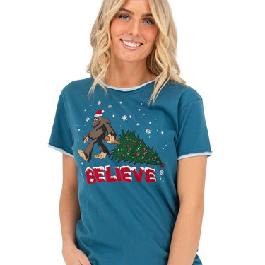 Lazy One Christmas Bigfoot Women's Regular Fit PJ Tee Size M