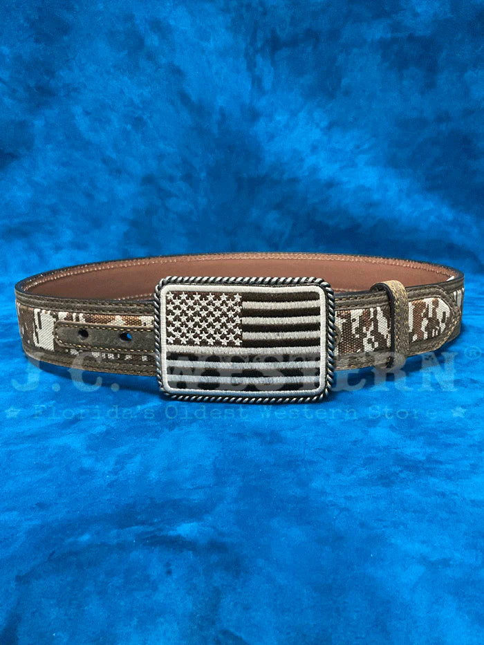 Load image into Gallery viewer, Mens 32 Ariat Belt with USA Flag Buckle
