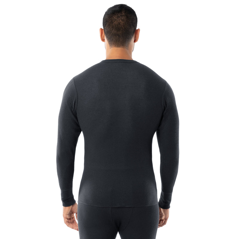 Load image into Gallery viewer, Men&#39;s 3X Cotton Heavyweight Waffle Thermal Crew - Black
