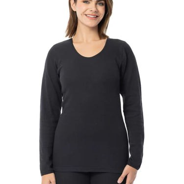 Indera Mills Women's Cotton Raschel Knit Thermal Crew (Black) Size M