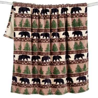 Carstens Prints and Pinecones Plush Sherpa Throw