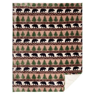 Carstens Prints and Pinecones Plush Sherpa Throw