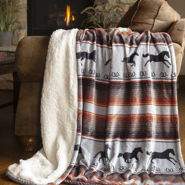 Carstens Running on the Range Plush Sherpa Throw
