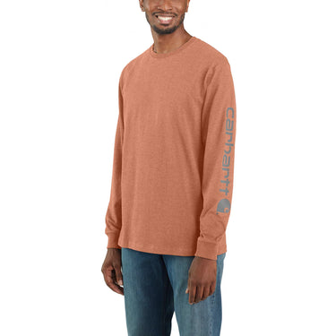 Carhartt Loose Fit Heavyweight Long-Sleeve Logo Sleeve Graphic T-Shirt (Ginger Heather) Size 3XLT