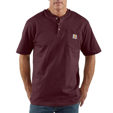 Carhartt Loose Fit Heavyweight Short-Sleeve Pocket Henley T-Shirt (Port) Size XLT