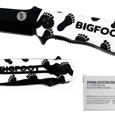 Sona Enterprises 4"/ 7.25" Spring Assisted Bigfoot Feet Design Tanto Point Pocket Knife