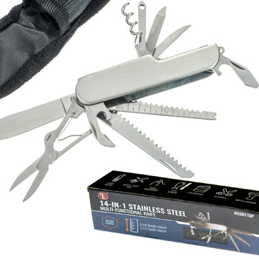 14-IN-1 Multi-Function Full Stainless Steel Knife With Carrying Case