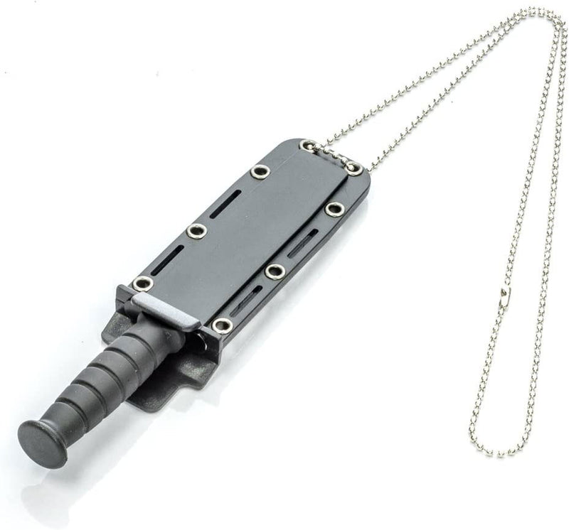 Load image into Gallery viewer, 6&quot; Clip Point Neck Knife, Black Handle/Black Blade, Ball Neck Chain
