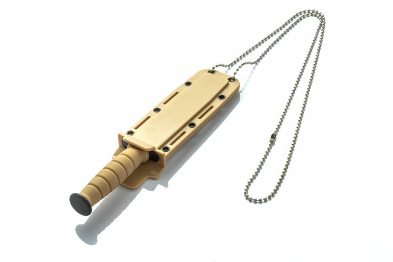 Load image into Gallery viewer, 6&quot; Clip Point Neck Knife, Beige Handle/Black Blade, Ball Neck Chain
