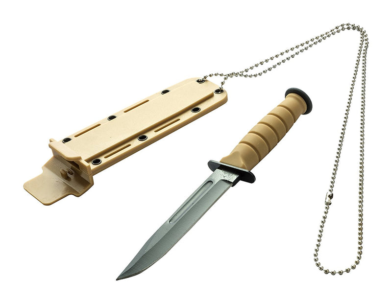 Load image into Gallery viewer, 6&quot; Clip Point Neck Knife, Beige Handle/Black Blade, Ball Neck Chain
