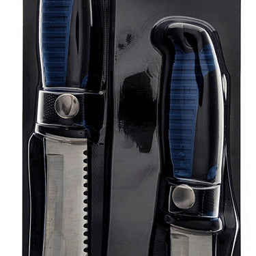 Sona Enterprises 2-Piece Hunting Knife Set with Blue Rubberized Handle