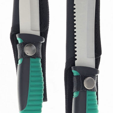 Sona Enterprises 2-Piece Hunting Knife Set with Green Rubberized Handle