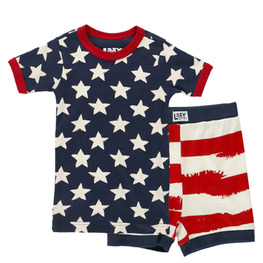 Lazy One Stars & Stripes Kid's PJ Short Set Size 8