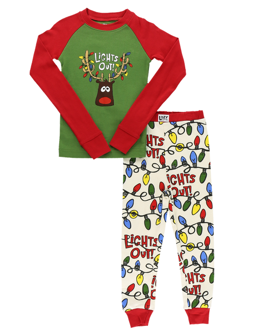 Lights Out Kid's Long Sleeve Reindeer PJ's 3T