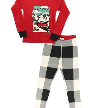 Lazy One Take The Long Way Home Kid's Long Sleeve PJ's Size 12