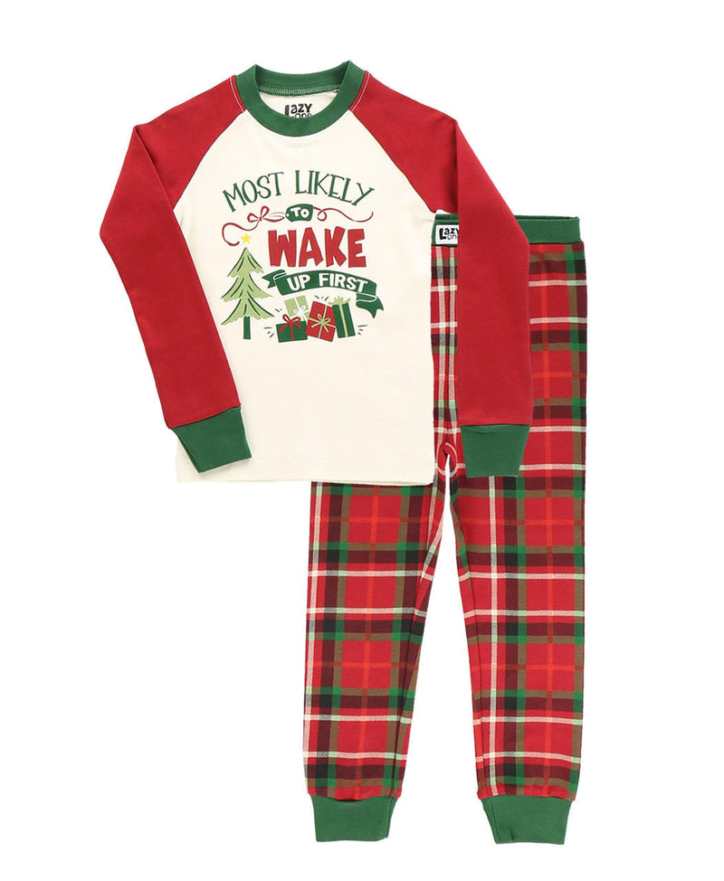 Load image into Gallery viewer, Most Likely Wake First Kid&#39;s Long Sleeve PJ&#39;s 3T
