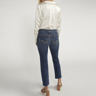 Silver Jeans Co. Suki Mid Rise Straight Crop Jeans (Medium-Dark Indigo) Size 30x29