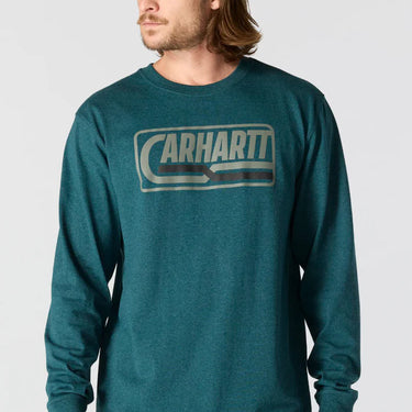 Carhartt Men's Loose Fit Logo Graphic T-Shirt (Greenstone Heather) Size L