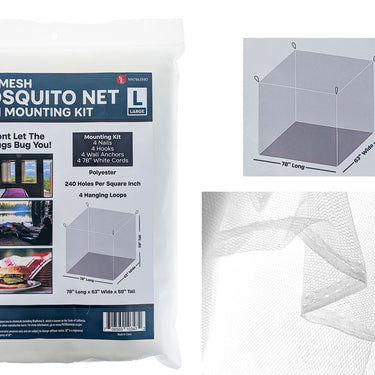 SE Fine Mesh Large "Square" Polyester Mosquito Net with Mounting Ki