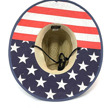 Dorfman Pacific MS401OS-NAT American Flag Straw Lifeguard Hat Natural