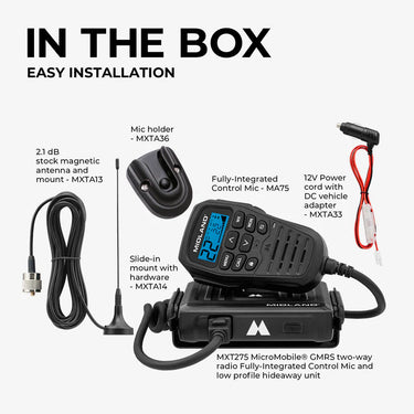 Midland MXT275 MicroMobile® GMRS 15-Watt Two-Way Radio