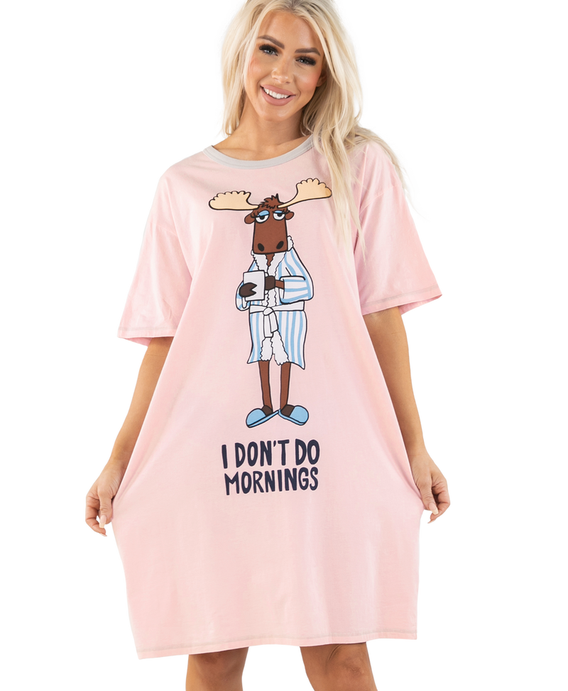 Load image into Gallery viewer, I Don&#39;t Do Mornings Moose Nightshirt
